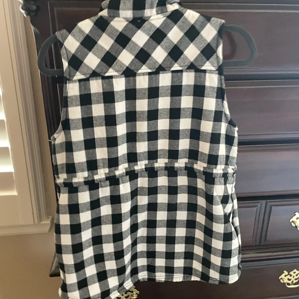 Ninexis Cozy Sherpa Vest black white checked small - Picture 3 of 5